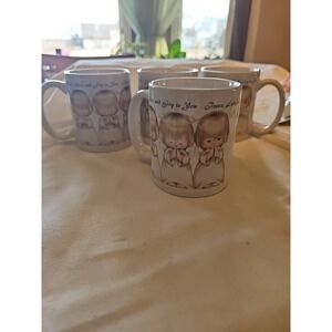 Vintage Hallmark Set of 4 PEACE, LOVE, JOY ANGELS MUGS!  Nice!